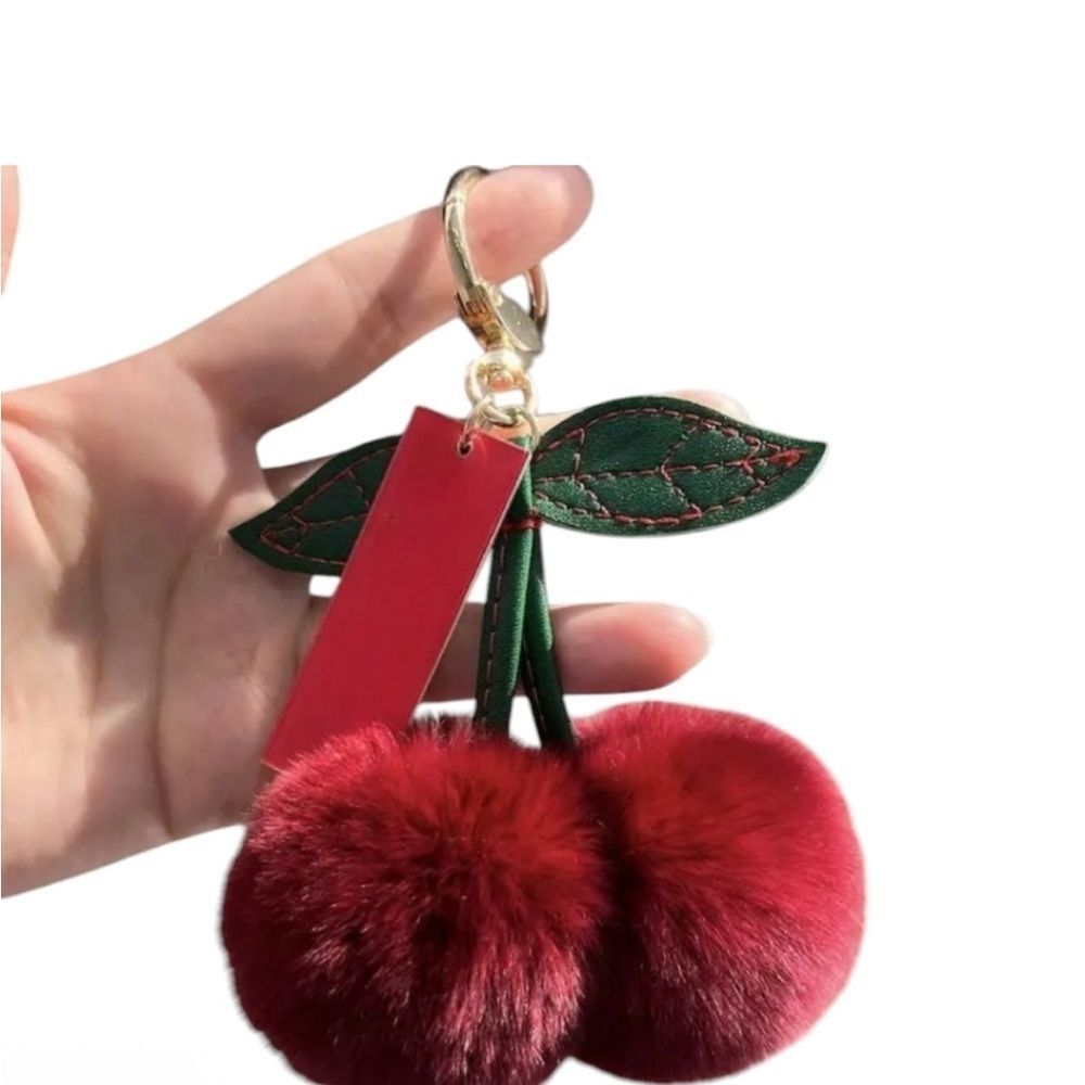 Cherry Pom Pom Keychain Purse Charm NWT